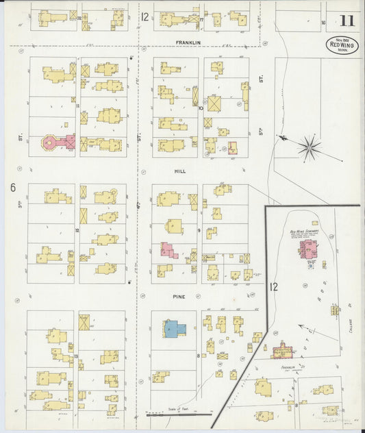 Sanborn Fire Insurance Map from Red Wing, Goodhue County, Minnesota (1902), Sheet #0011 - Historic Sanborn Fire Insurance Map Print, vintage old map wall art, antique decor, genealogy gift, Minnesota Minnesota map