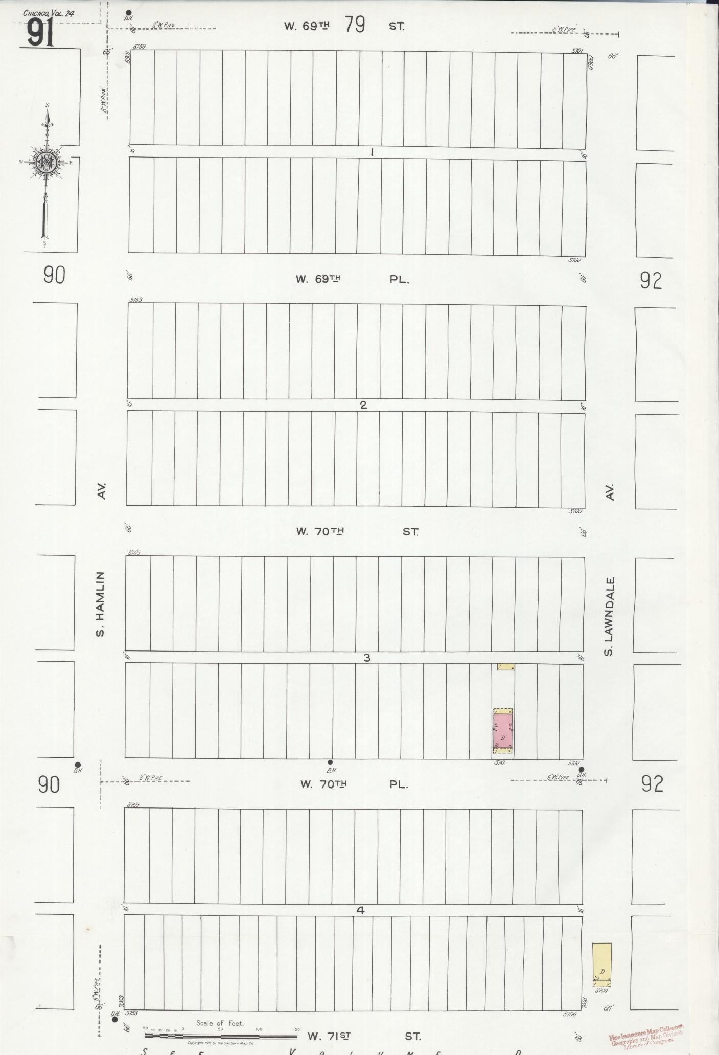 Sanborn Fire Insurance Map from Chicago, Cook County, Illinois (1920), Sheet #0091 - Historic Sanborn Fire Insurance Map Print, vintage old map wall art, antique decor, genealogy gift, Illinois Illinois map