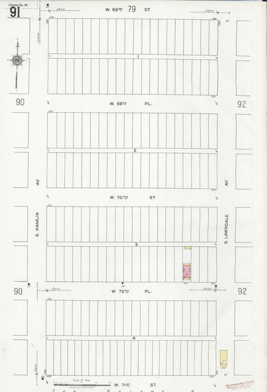 Sanborn Fire Insurance Map from Chicago, Cook County, Illinois (1920), Sheet #0091 - Historic Sanborn Fire Insurance Map Print, vintage old map wall art, antique decor, genealogy gift, Illinois Illinois map