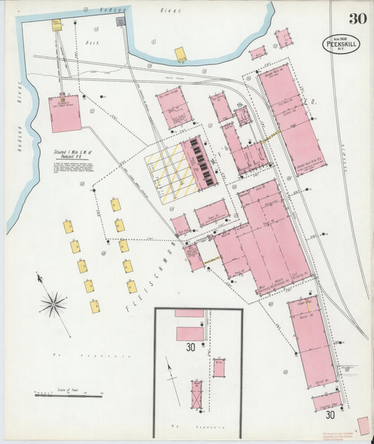 Sanborn Fire Insurance Map from Peekskill, Westchester County, New York (1900), Sheet #0030 - Historic Sanborn Fire Insurance Map Print, vintage old map wall art, antique decor, genealogy gift, New York New York map