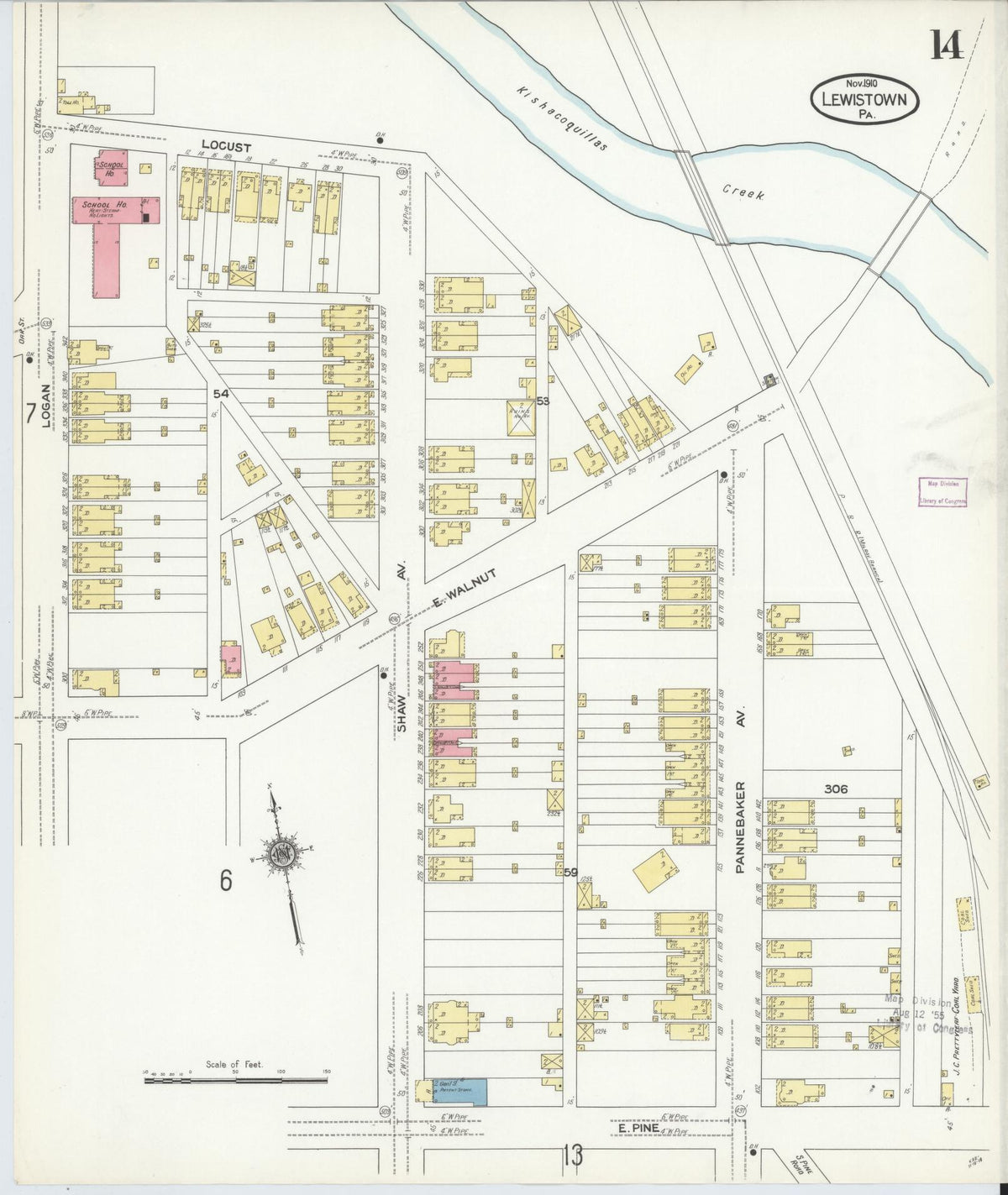Sanborn Fire Insurance Map from Lewistown, Mifflin County, Pennsylvania (1910), Sheet #0014 - Complete Map Set gallery image, historic Sanborn map, vintage wall art, Pennsylvania Pennsylvania