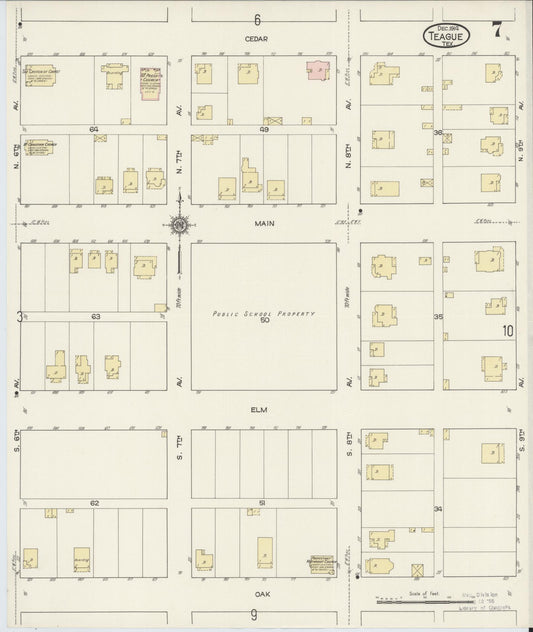 Sanborn Fire Insurance Map from Teague, Freestone County, Texas (1914), Sheet #0007 - Historic Sanborn Fire Insurance Map Print, vintage old map wall art, antique decor, genealogy gift, Texas Texas map