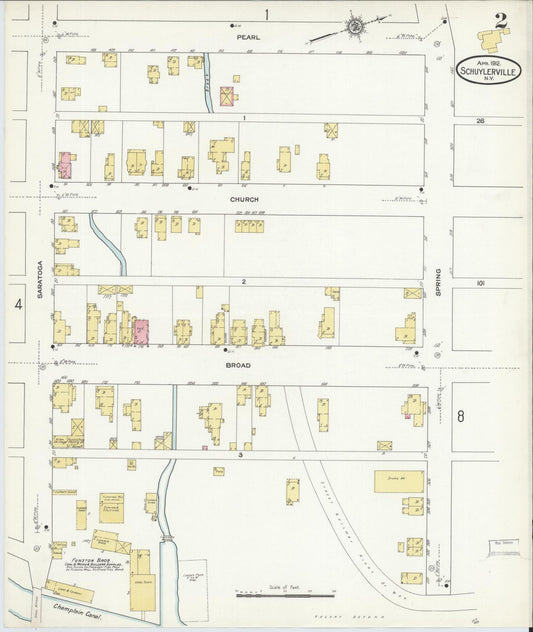 Sanborn Fire Insurance Map from Schuylerville, Saratoga County, New York (1912), Sheet #0002 - Historic Sanborn Fire Insurance Map Print, vintage old map wall art, antique decor, genealogy gift, New York New York map