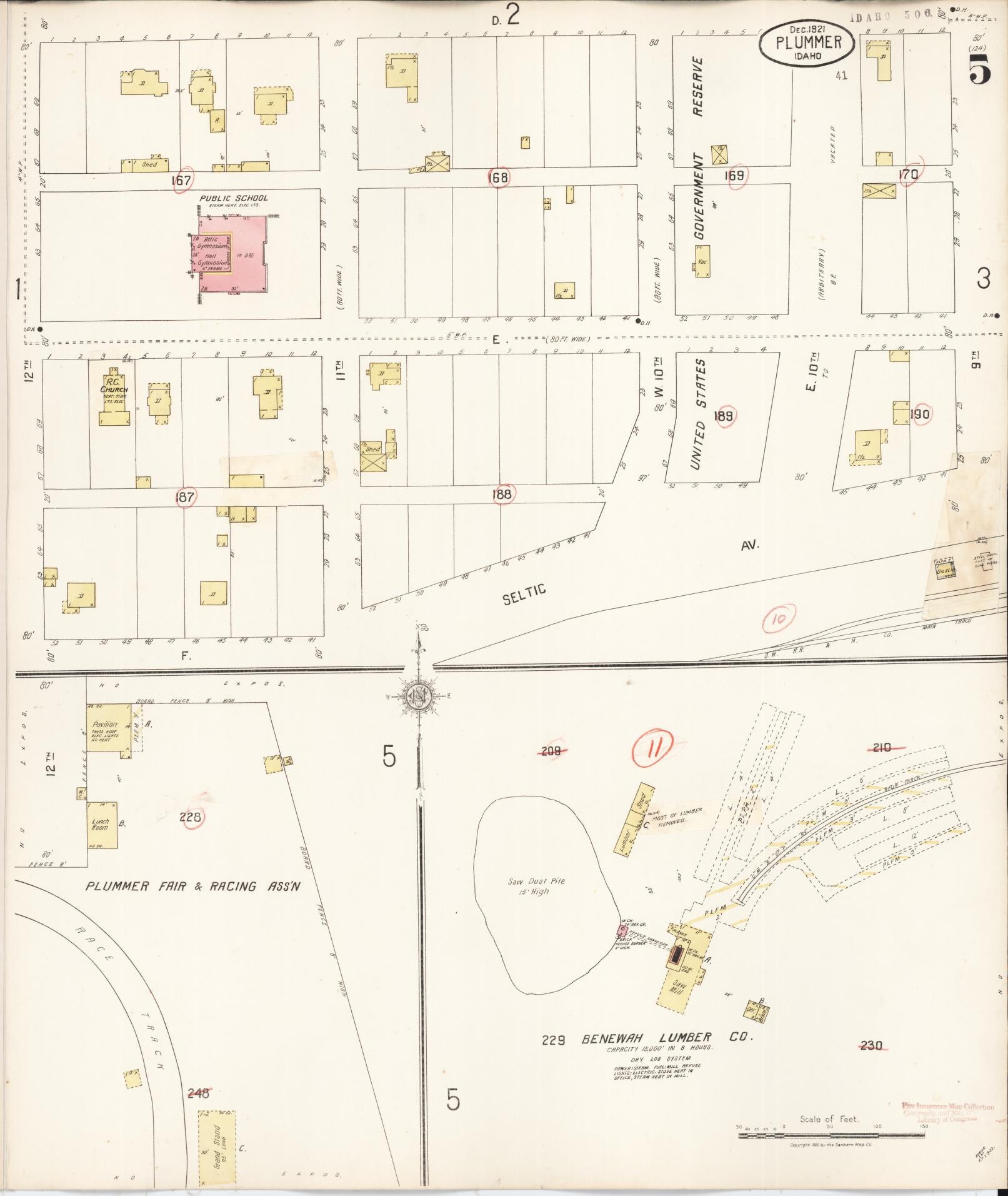 Sanborn Fire Insurance Map from Plummer, Benewah County, Idaho (1928), Sheet #0005 - Historic Sanborn Fire Insurance Map Print, vintage old map wall art, antique decor, genealogy gift, Idaho Idaho map