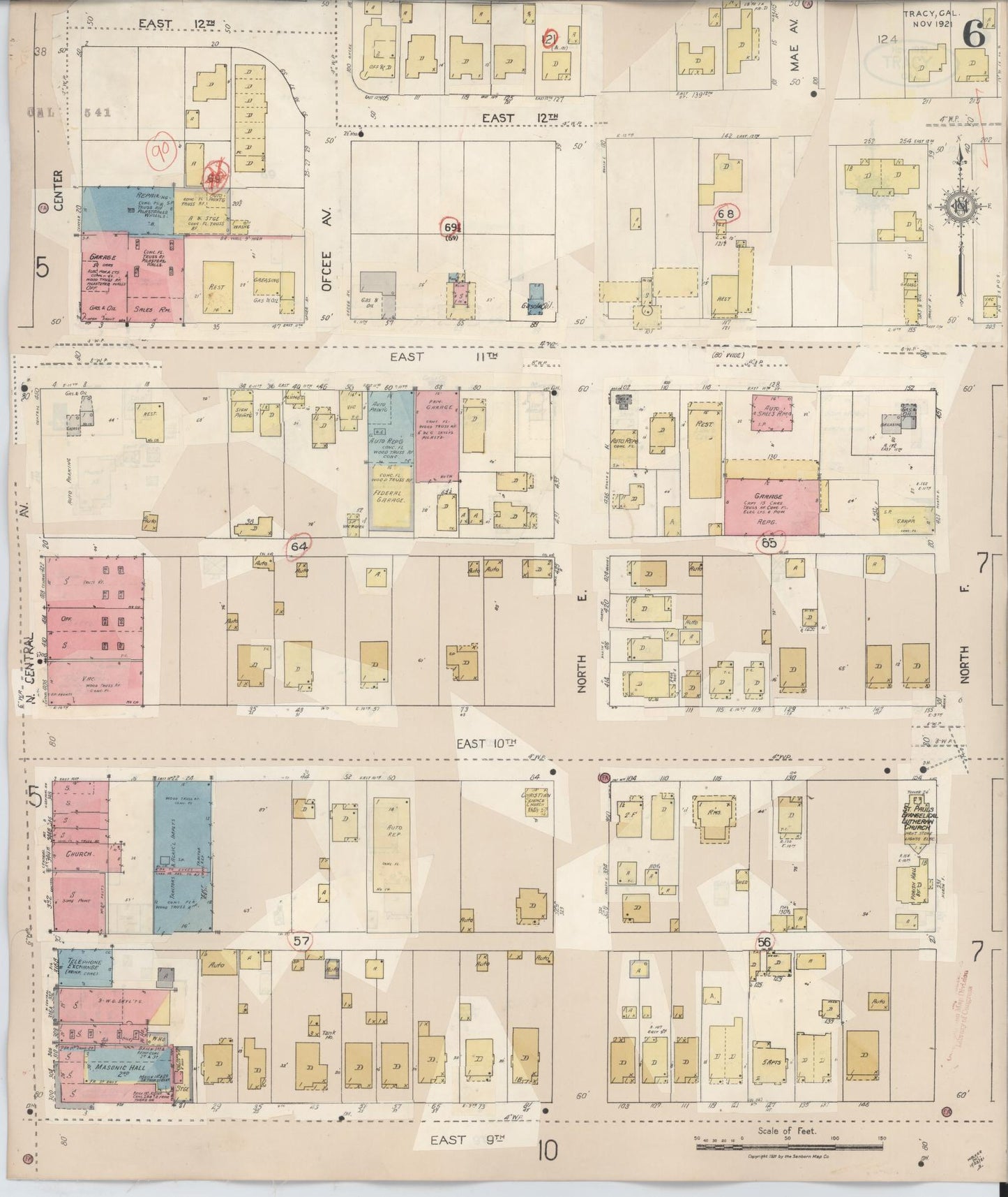 Sanborn Fire Insurance Map from Tracy, San Joaquin County, California (1945), Sheet #0006 - Complete Map Set gallery image, historic Sanborn map, vintage wall art, California California