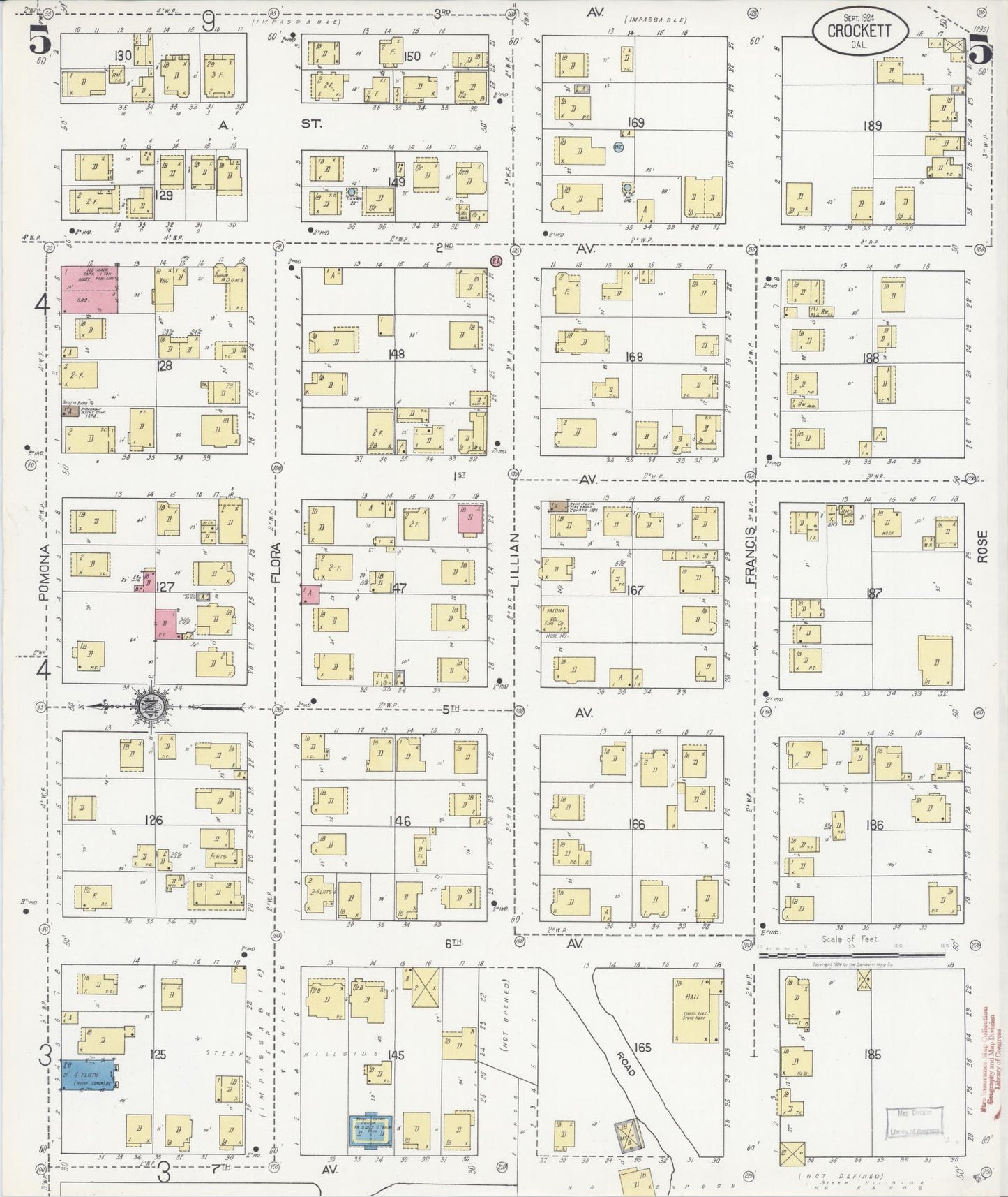 Sanborn Fire Insurance Map from Crockett, Contra Costa County, California (1924), Sheet #0005 - Complete Map Set gallery image, historic Sanborn map, vintage wall art, California California