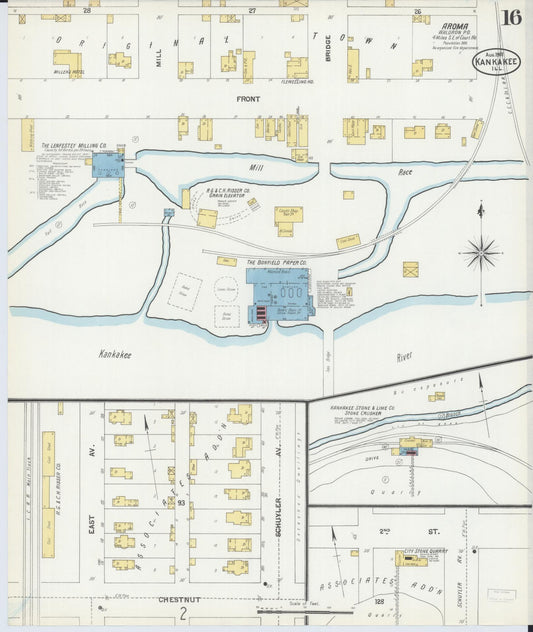 Sanborn Fire Insurance Map from Kankakee, Kankakee County, Illinois (1901), Sheet #0016 - Historic Sanborn Fire Insurance Map Print, vintage old map wall art, antique decor, genealogy gift, Illinois Illinois map