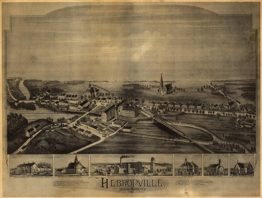 Hebronville, Massachusetts. (1891) – Historic Bird’s-Eye View Panorama Print