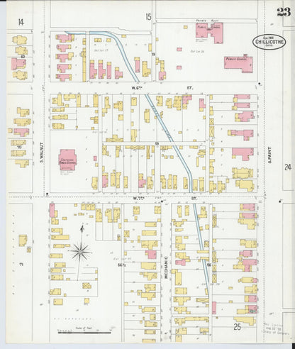 Sanborn Fire Insurance Map from Chillicothe, Ross County, Ohio (1900), Sheet #0023 - Historic Sanborn Fire Insurance Map Print, vintage old map wall art, antique decor, genealogy gift, Ohio Ohio map