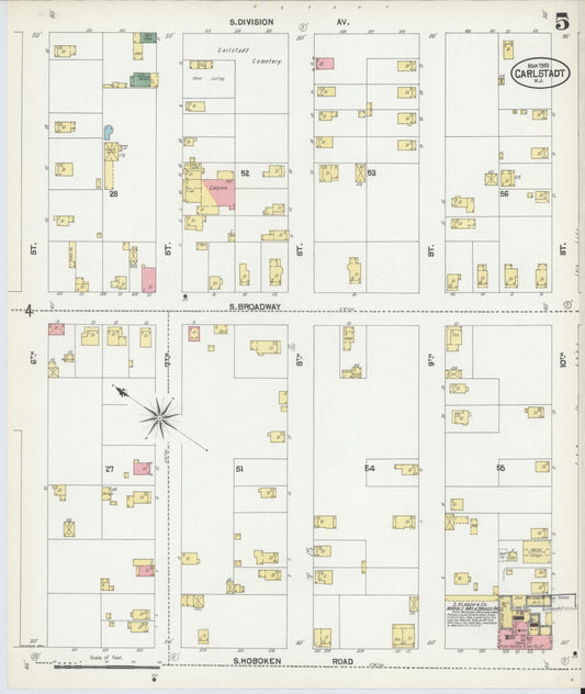 Sanborn Fire Insurance Map from Carlstadt, Bergen County, New Jersey (1902), Sheet #0005 - Historic Sanborn Fire Insurance Map Print, vintage old map wall art, antique decor, genealogy gift, New Jersey New Jersey map