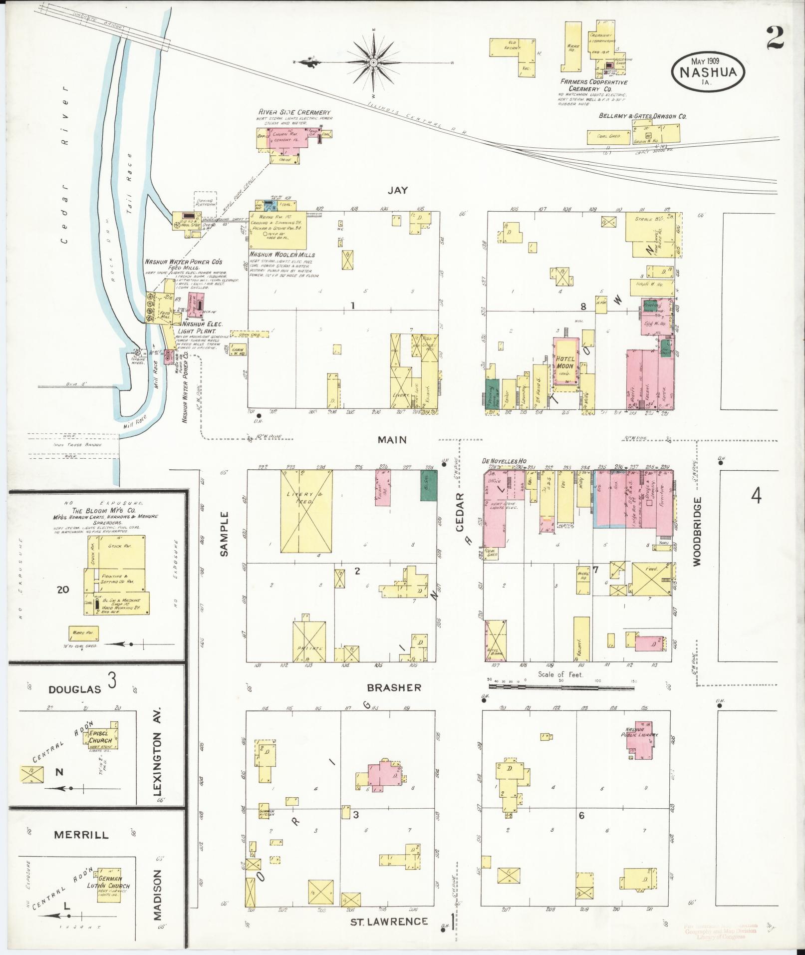 Sanborn Fire Insurance Map from Nashua, Chickasaw County, Iowa (1909), Sheet #0002 - Historic Sanborn Fire Insurance Map Print