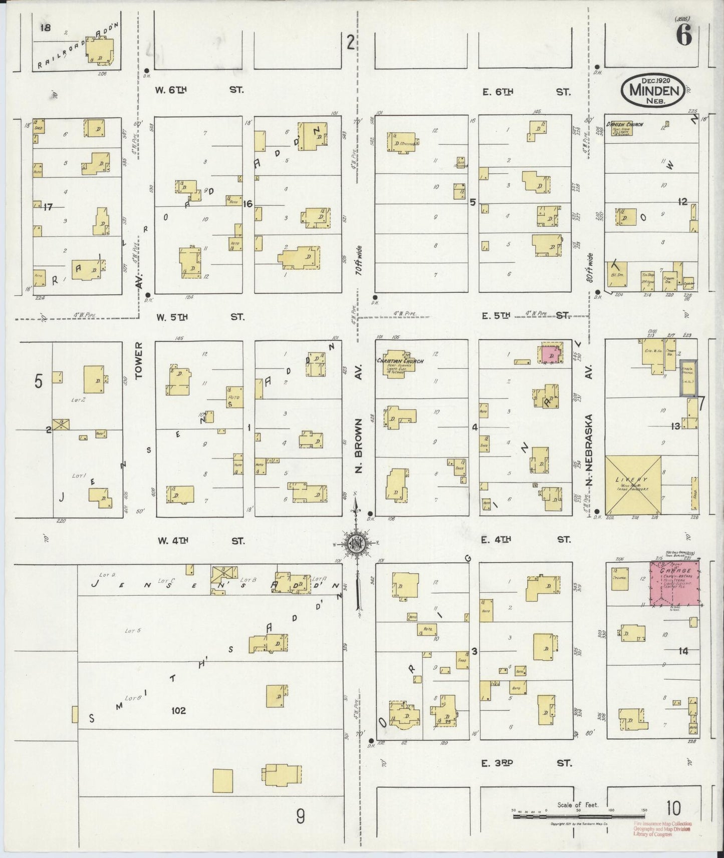 Sanborn Fire Insurance Map from Minden, Kearney County, Nebraska (1920), Sheet #0006 - Complete Map Set gallery image, historic Sanborn map, vintage wall art, Nebraska Nebraska