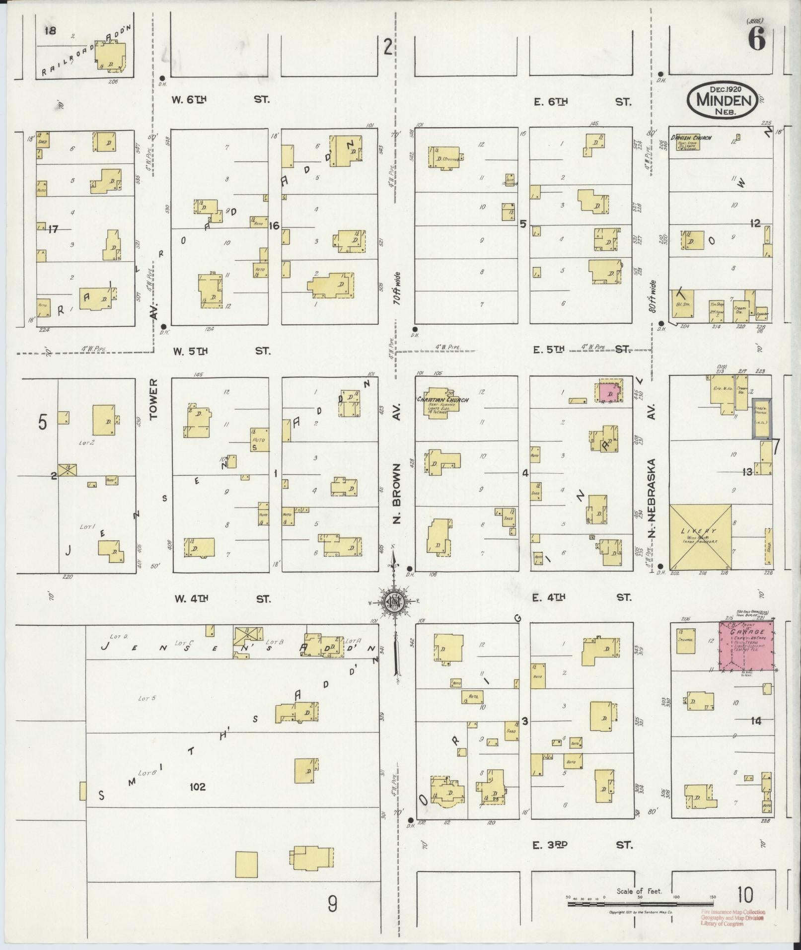 Sanborn Fire Insurance Map from Minden, Kearney County, Nebraska (1920), Sheet #0006 - Complete Map Set gallery image, historic Sanborn map, vintage wall art, Nebraska Nebraska