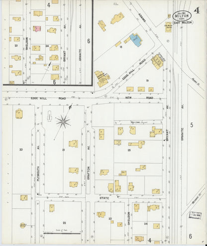 Sanborn Fire Insurance Map from Milton, Norfolk County, Massachusetts (1901), Sheet #0004 - Complete Map Set gallery image, historic Sanborn map, vintage wall art, Massachusetts Massachusetts