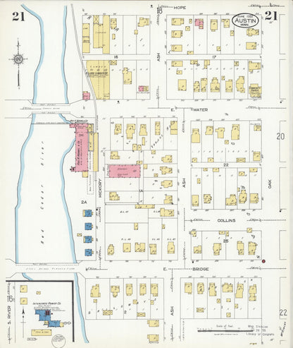 Sanborn Fire Insurance Map from Austin, Mower County, Minnesota (1926), Sheet #0021 - Historic Sanborn Fire Insurance Map Print, vintage old map wall art, antique decor, genealogy gift, Minnesota Minnesota map