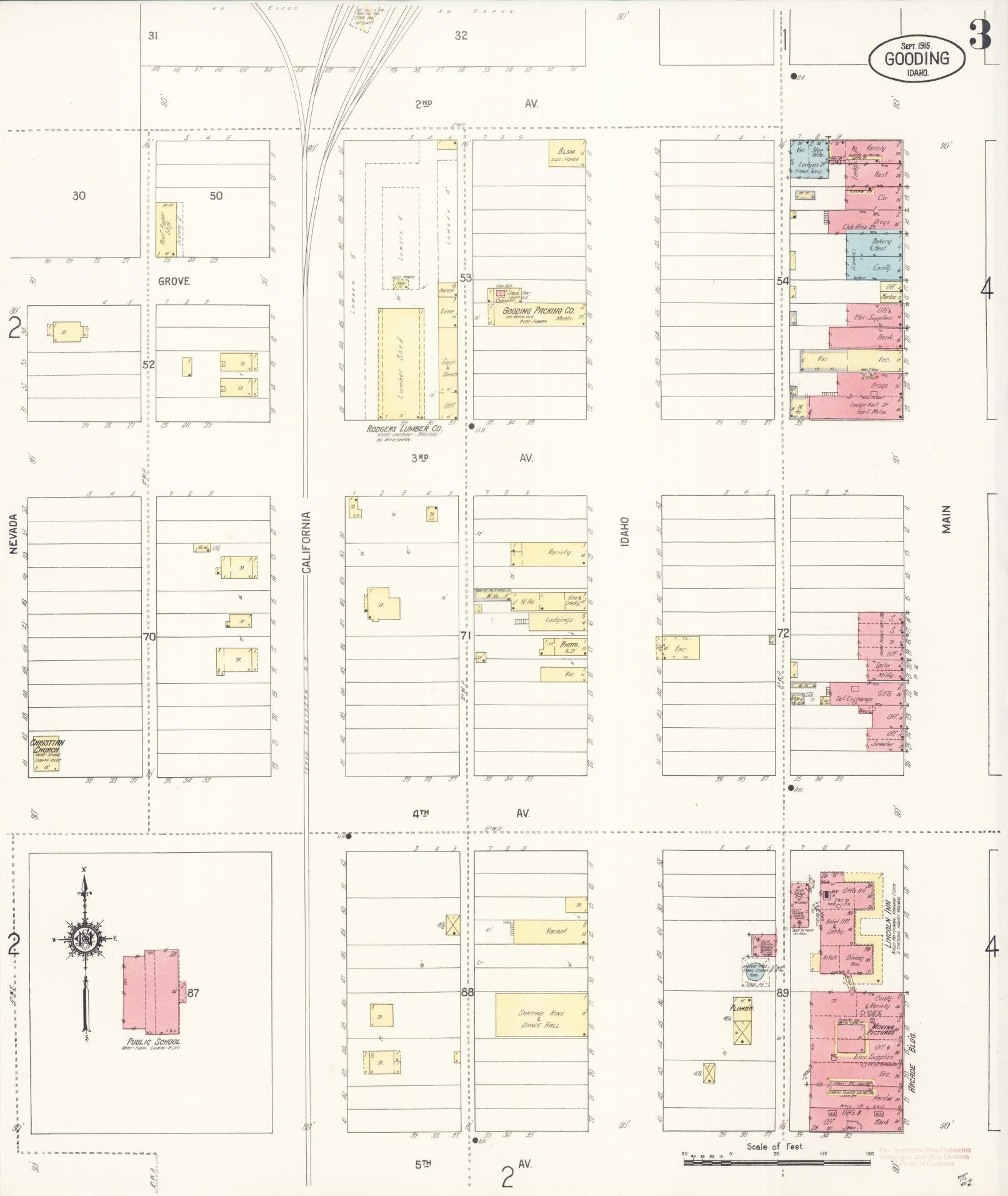 Sanborn Fire Insurance Map from Gooding, Gooding County, Idaho (1915), Sheet #0003 - Complete Map Set gallery image, historic Sanborn map, vintage wall art, Idaho Idaho