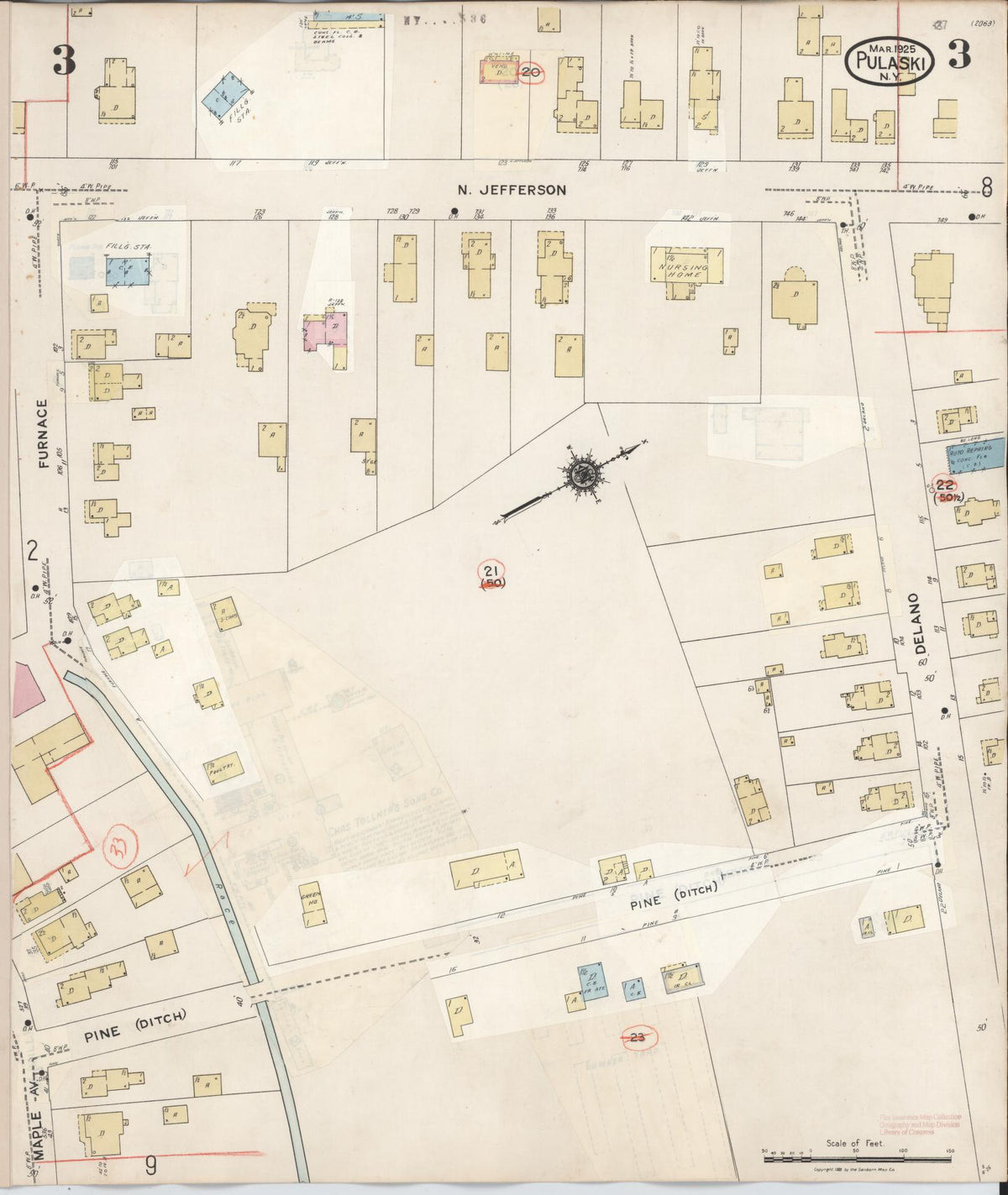 Sanborn Fire Insurance Map from Pulaski, Oswego County, New York (1959), Sheet #0003 - Complete Map Set gallery image, historic Sanborn map, vintage wall art, New York New York