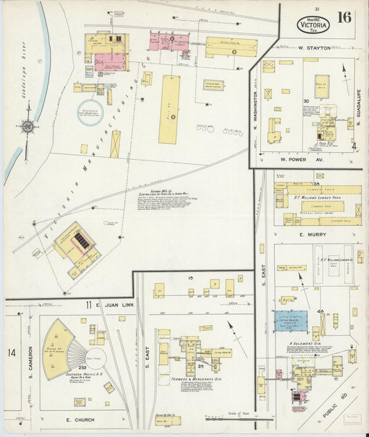Sanborn Fire Insurance Map from Victoria, Victoria County, Texas (1912), Sheet #0016 - Historic Sanborn Fire Insurance Map Print, vintage old map wall art, antique decor, genealogy gift, Texas Texas map