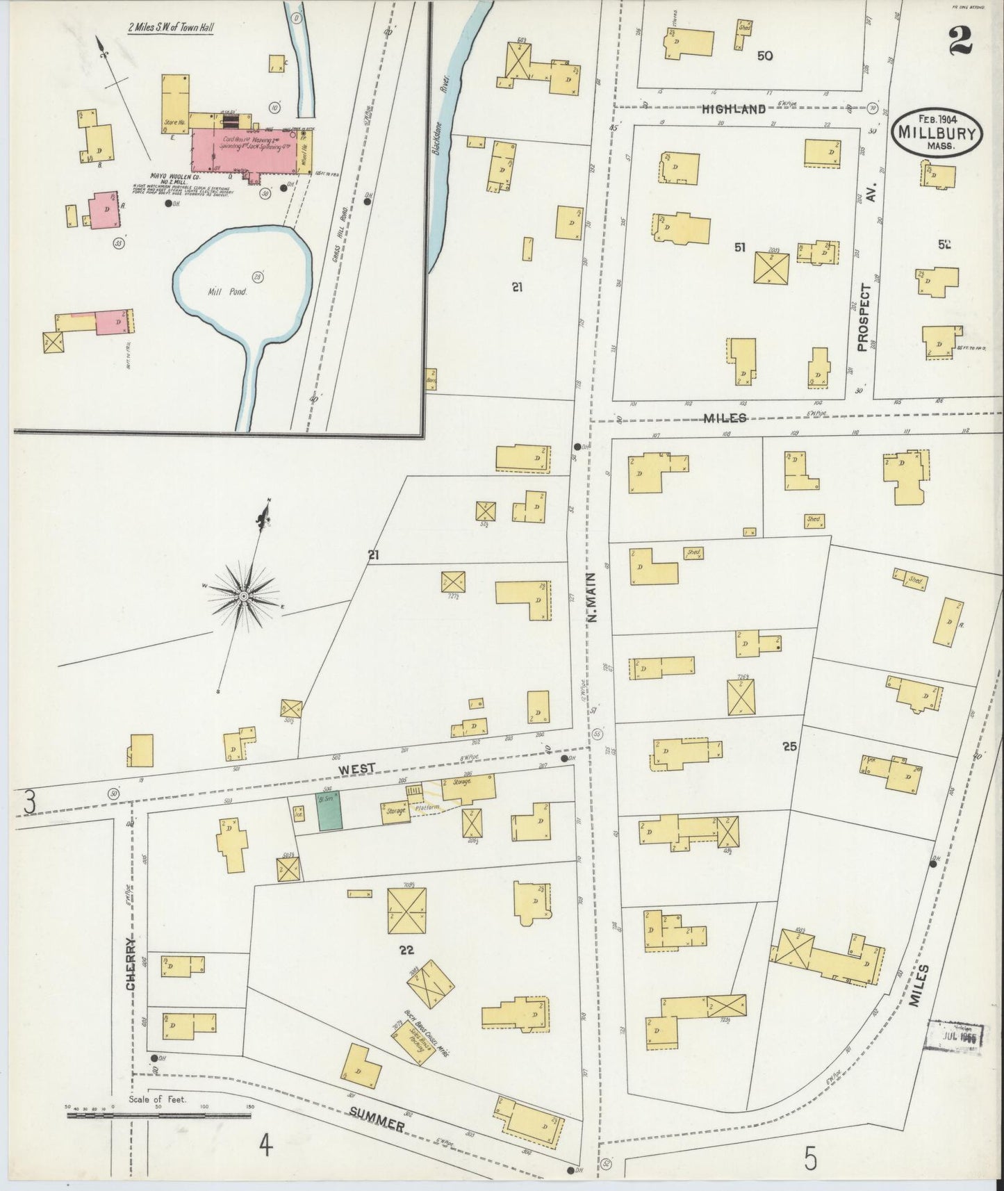 Sanborn Fire Insurance Map from Millbury, Worcester County, Massachusetts (1904), Sheet #0002 - Complete Map Set gallery image, historic Sanborn map, vintage wall art, Massachusetts Massachusetts