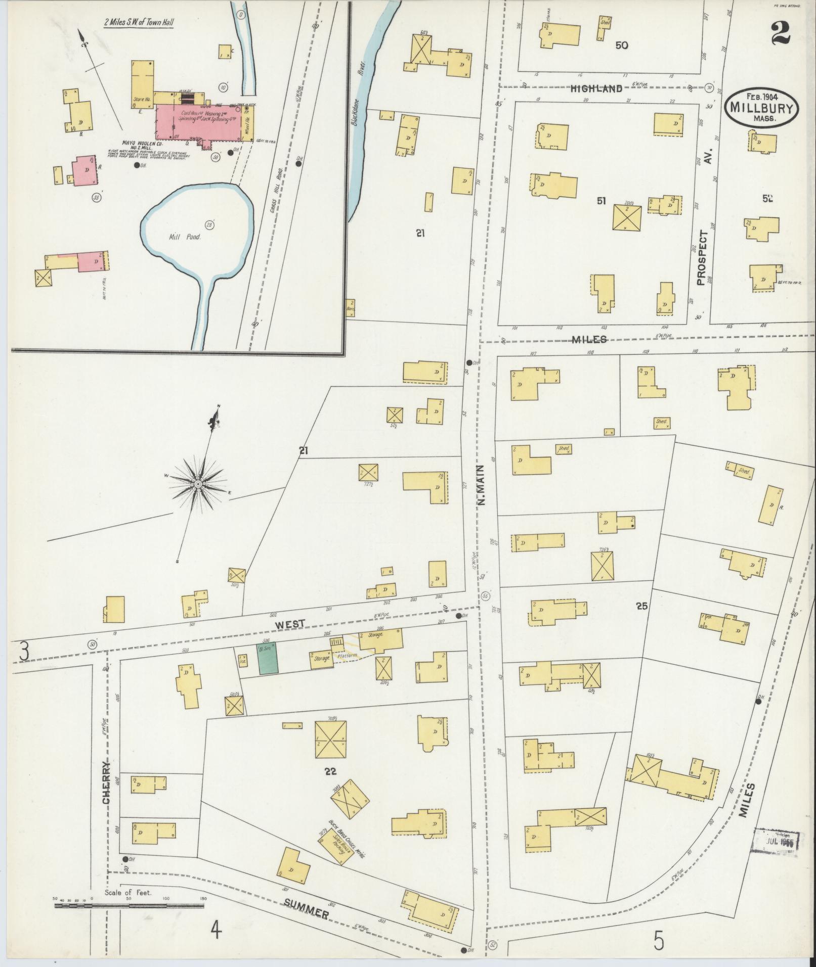 Sanborn Fire Insurance Map from Millbury, Worcester County, Massachusetts (1904), Sheet #0002 - Complete Map Set gallery image, historic Sanborn map, vintage wall art, Massachusetts Massachusetts