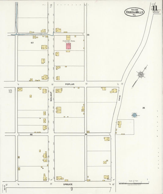 Sanborn Fire Insurance Map from Osceola Mills, Clearfield County, Pennsylvania (1921), Sheet #0011 - Historic Sanborn Fire Insurance Map Print, vintage old map wall art, antique decor, genealogy gift, Pennsylvania Pennsylvania map
