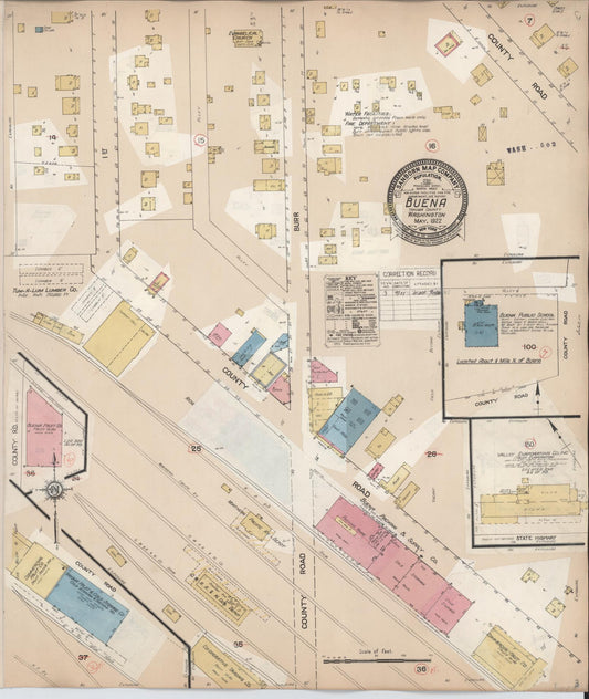 Sanborn Fire Insurance Map from Buena, Yakima County, Washington (1931), Sheet #0001 - Historic Sanborn Fire Insurance Map Print, vintage old map wall art, antique decor, genealogy gift, Washington Washington map
