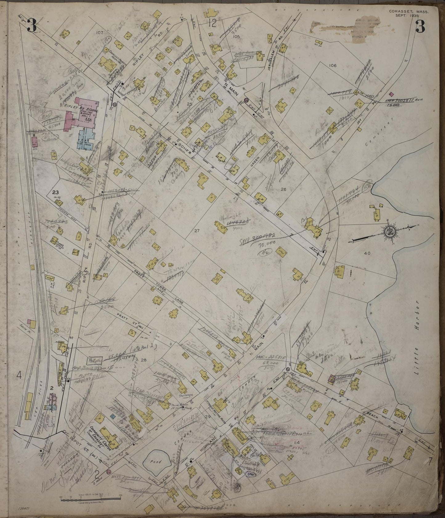 Sanborn Fire Insurance Map from Cohasset, Norfolk County, Massachusetts (1952), Sheet #0003 - Complete Map Set gallery image, historic Sanborn map, vintage wall art, Massachusetts Massachusetts