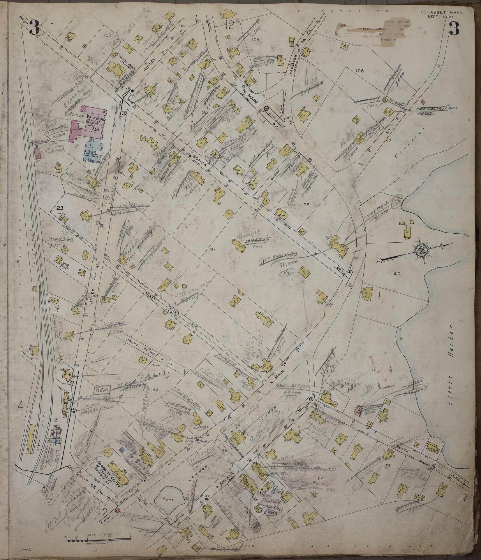 Sanborn Fire Insurance Map from Cohasset, Norfolk County, Massachusetts (1952), Sheet #0003 - Complete Map Set gallery image, historic Sanborn map, vintage wall art, Massachusetts Massachusetts