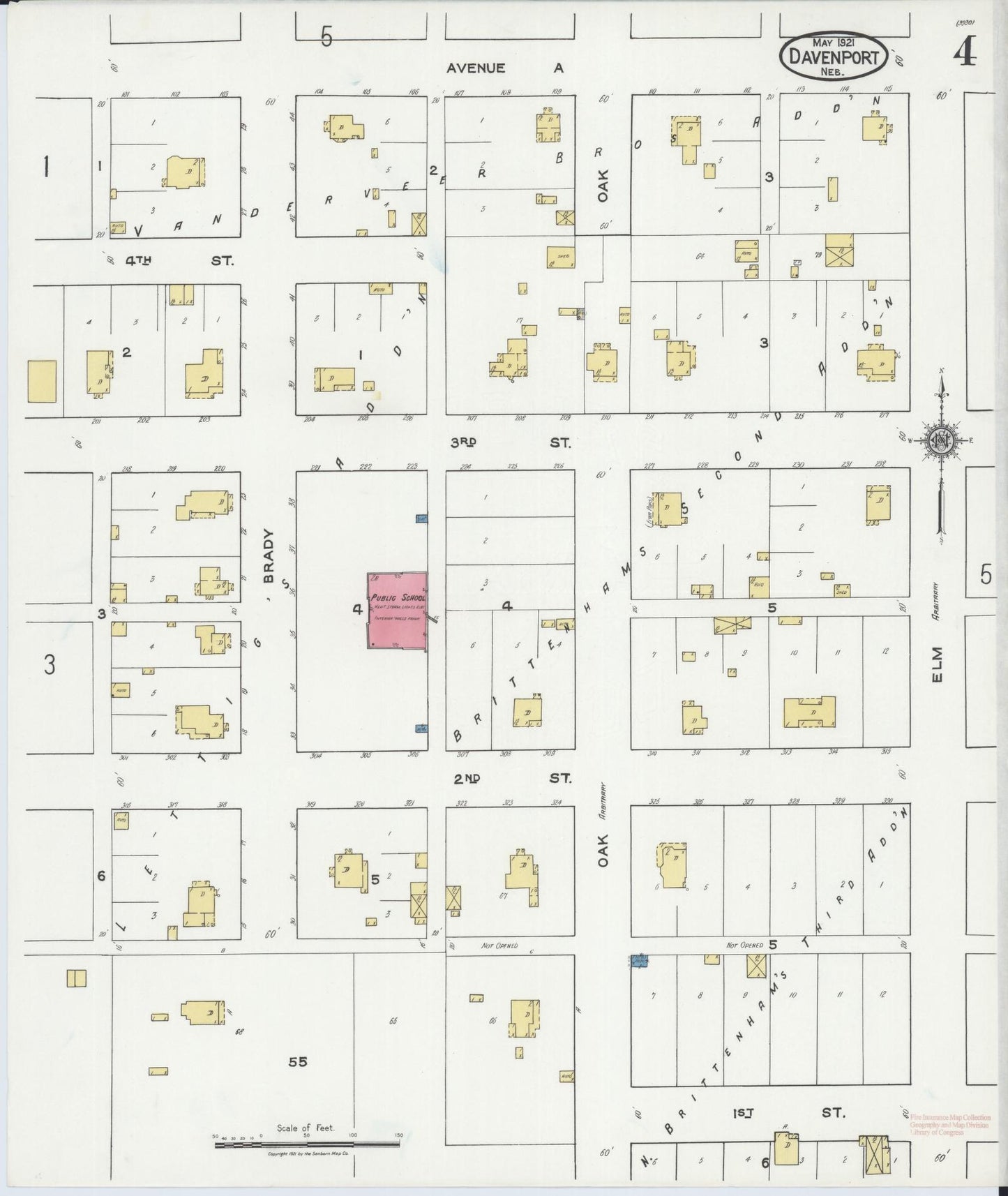 Sanborn Fire Insurance Map from Davenport, Thayer County, Nebraska (1921), Sheet #0004 - Complete Map Set gallery image, historic Sanborn map, vintage wall art, Nebraska Nebraska