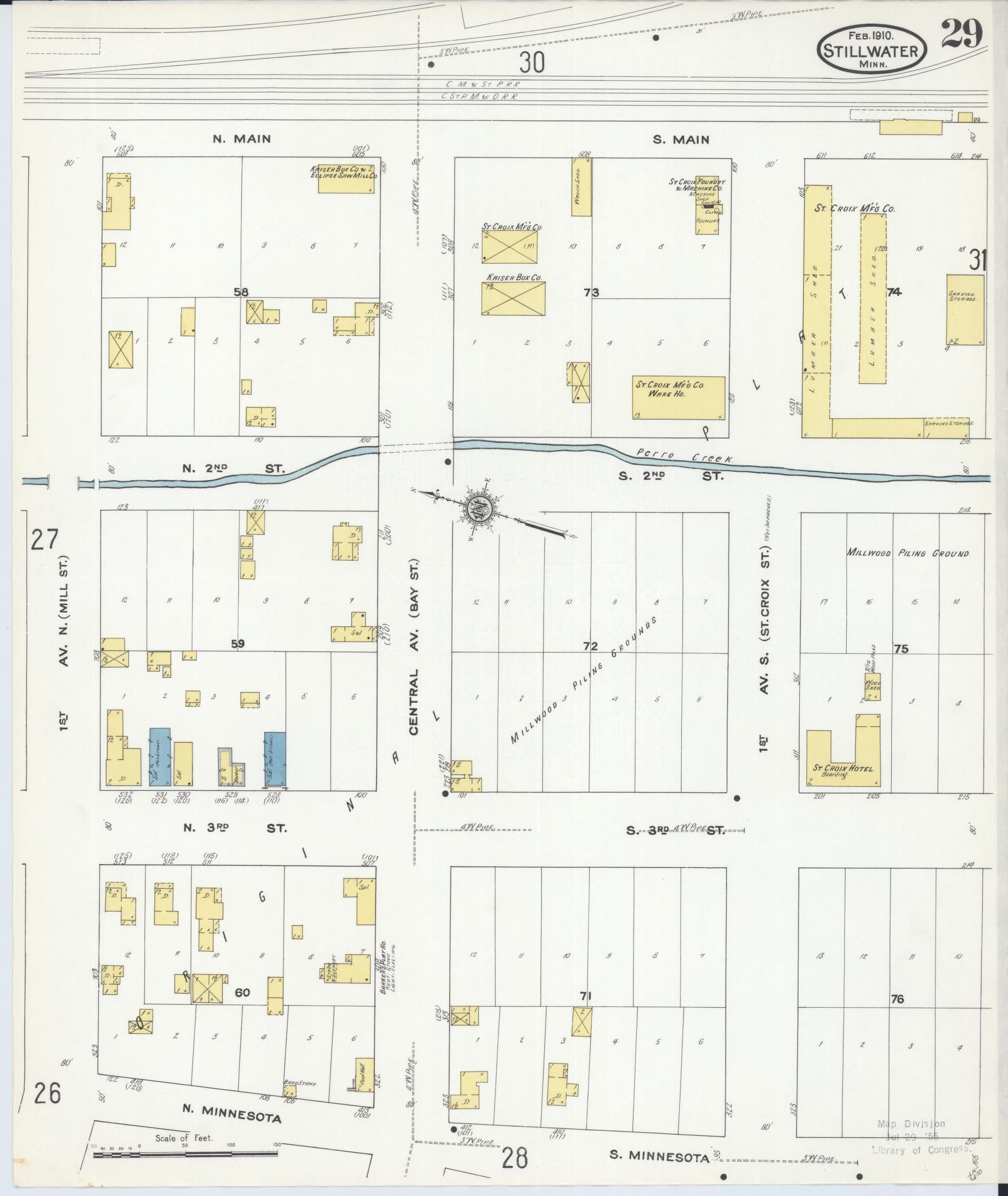 Sanborn Fire Insurance Map from Stillwater, Washington County, Minnesota (1910), Sheet #0029 - Historic Sanborn Fire Insurance Map Print, vintage old map wall art, antique decor, genealogy gift, Minnesota Minnesota map