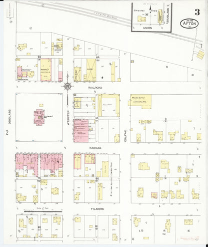 Sanborn Fire Insurance Map from Afton, Union County, Iowa (1913), Sheet #0003 - Historic Sanborn Fire Insurance Map Print, vintage old map wall art