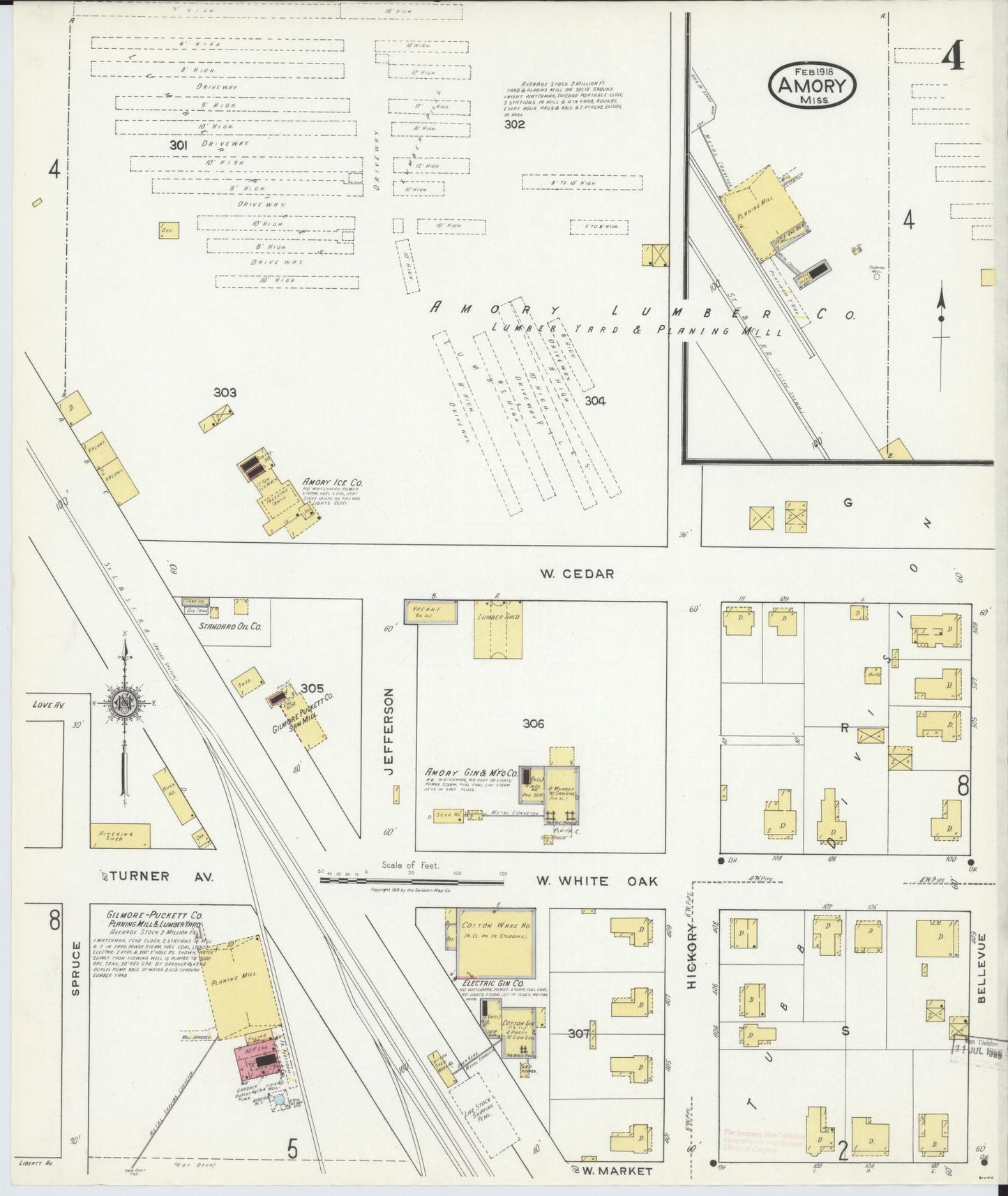 Sanborn Fire Insurance Map from Amory, Monroe County, Mississippi (1918), Sheet #0004 - Complete Map Set gallery image, historic Sanborn map, vintage wall art, Mississippi Mississippi