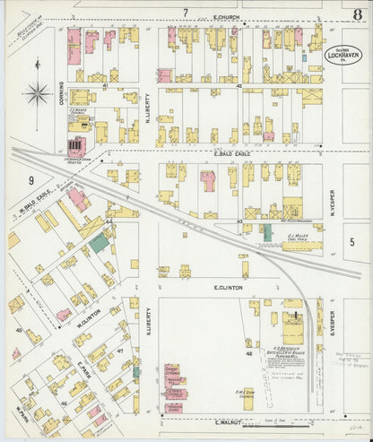 Sanborn Fire Insurance Map from Lock Haven, Clinton County, Pennsylvania (1901), Sheet #0008 - Complete Map Set gallery image, historic Sanborn map, vintage wall art, Pennsylvania Pennsylvania