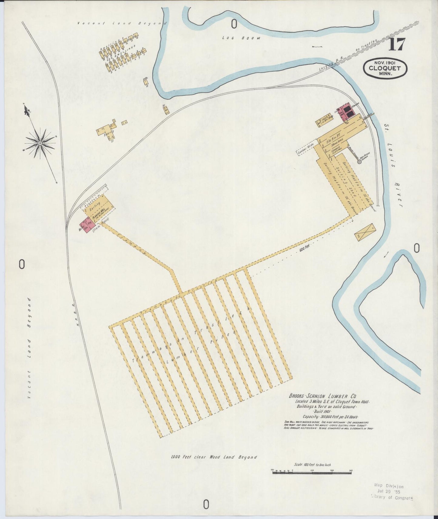 Sanborn Fire Insurance Map from Cloquet, Carlton County, Minnesota (1901), Sheet #0017 - Complete Map Set gallery image, historic Sanborn map, vintage wall art, Minnesota Minnesota