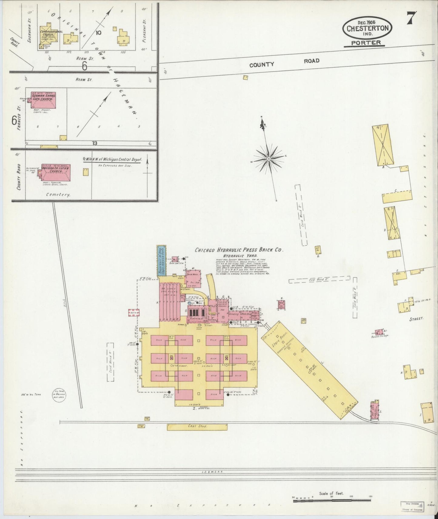Sanborn Fire Insurance Map from Chesterton, Porter County, Indiana (1905), Sheet #0007 - Complete Map Set gallery image, historic Sanborn map, vintage wall art, Indiana Indiana