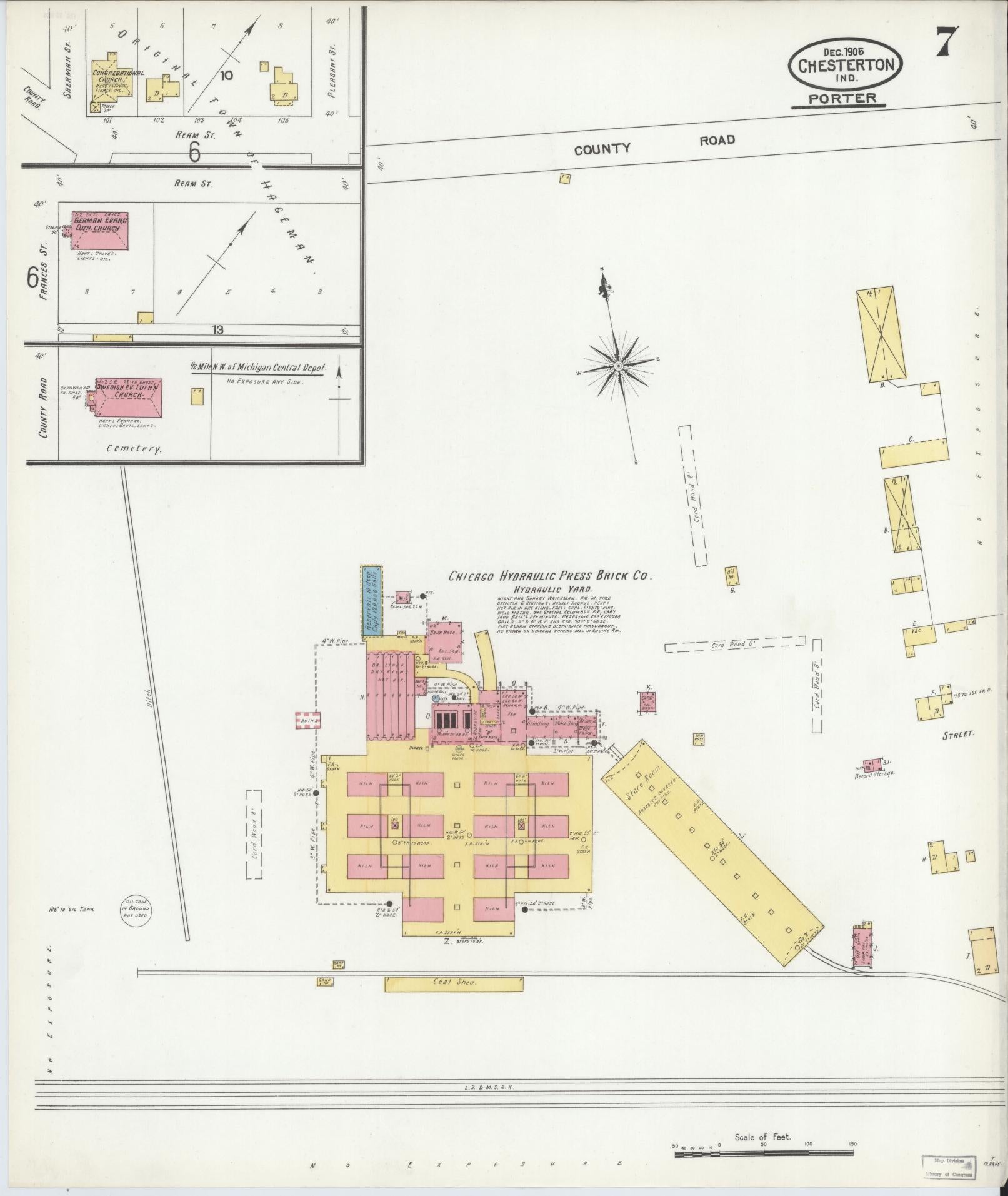 Sanborn Fire Insurance Map from Chesterton, Porter County, Indiana (1905), Sheet #0007 - Complete Map Set gallery image, historic Sanborn map, vintage wall art, Indiana Indiana