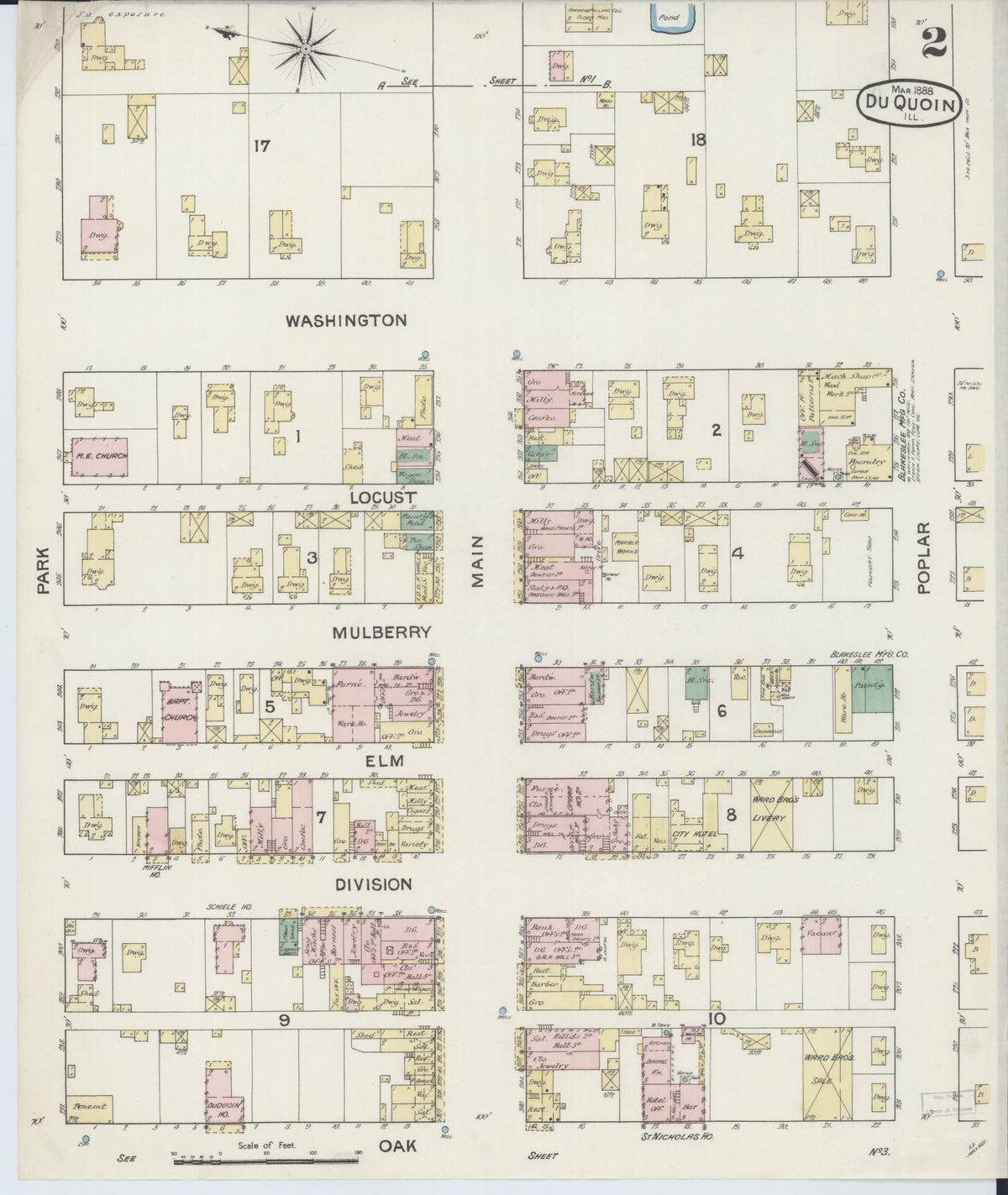 Sanborn Fire Insurance Map from Du Quoin, Perry County, Illinois (1888), Sheet #0002 - Complete Map Set gallery image, historic Sanborn map, vintage wall art, Illinois Illinois