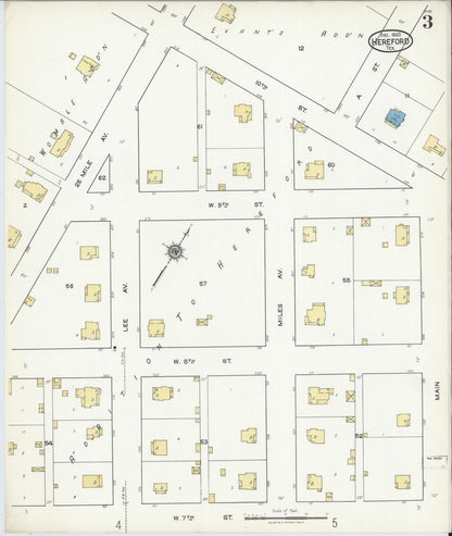 Sanborn Fire Insurance Map from Hereford, Deaf Smith County, Texas (1920), Sheet #0003 - Historic Sanborn Fire Insurance Map Print, vintage old map wall art, antique decor, genealogy gift, Texas Texas map