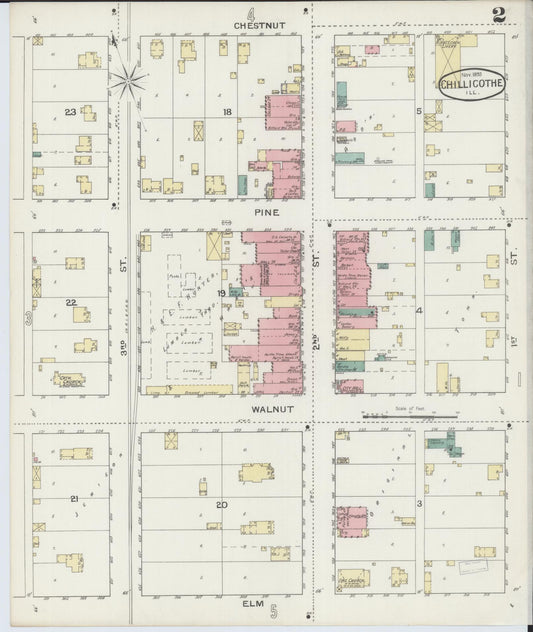 Sanborn Fire Insurance Map from Chillicothe, Peoria County, Illinois (1893), Sheet #0002 - Historic Sanborn Fire Insurance Map Print, vintage old map wall art, antique decor, genealogy gift, Illinois Illinois map