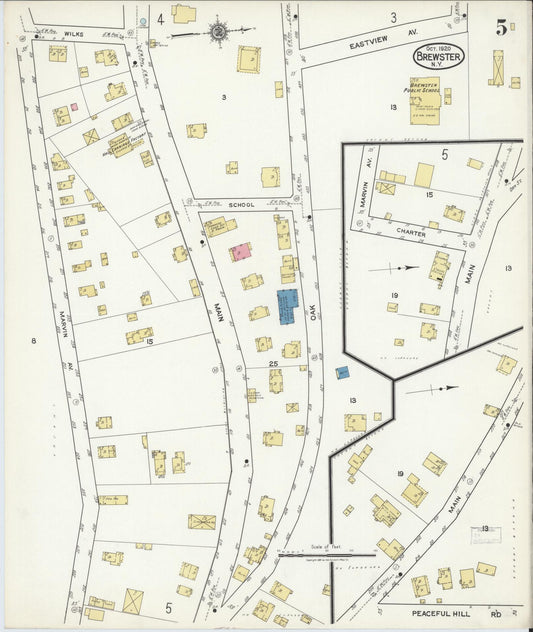 Sanborn Fire Insurance Map from Brewster, Putnam County, New York (1920), Sheet #0005 - Historic Sanborn Fire Insurance Map Print, vintage old map wall art, antique decor, genealogy gift, New York New York map