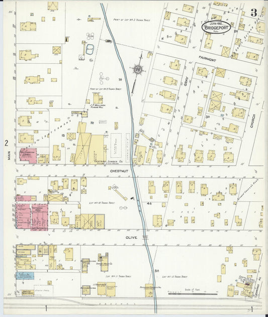 Sanborn Fire Insurance Map from Bridgeport, Lawrence County, Illinois (1912), Sheet #0003 - Historic Sanborn Fire Insurance Map Print, vintage old map wall art, antique decor, genealogy gift, Illinois Illinois map