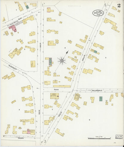 Sanborn Fire Insurance Map from Groton, Middlesex County, Massachusetts (1906), Sheet #0002 - Historic Sanborn Fire Insurance Map Print, vintage old map wall art, antique decor, genealogy gift, Massachusetts Massachusetts map