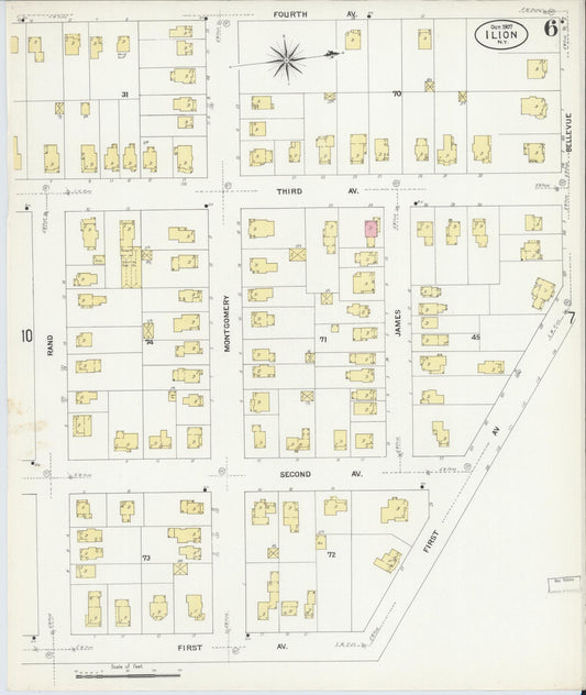 Sanborn Fire Insurance Map from Ilion, Herkimer County, New York (1907), Sheet #0006 - Historic Sanborn Fire Insurance Map Print, vintage old map wall art, antique decor, genealogy gift, New York New York map