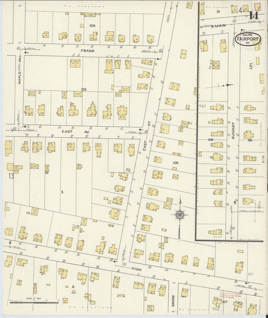 Sanborn Fire Insurance Map from Fairport, Monroe County, New York (1915), Sheet #0014 - Historic Sanborn Fire Insurance Map Print, vintage old map wall art, antique decor, genealogy gift, New York New York map