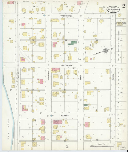 Sanborn Fire Insurance Map from Newburgh, Warrick County, Indiana (1910), Sheet #0002 - Complete Map Set gallery image, historic Sanborn map, vintage wall art, Indiana Indiana