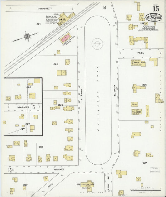 Sanborn Fire Insurance Map from Mount Morris, Livingston County, New York (1921), Sheet #0015 - Historic Sanborn Fire Insurance Map Print, vintage old map wall art, antique decor, genealogy gift, New York New York map