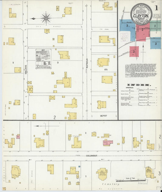 Sanborn Fire Insurance Map from Clayton, Barbour County, Alabama (1903), Sheet #0001 - Historic Sanborn Fire Insurance Map Print, vintage old map wall art, antique decor, genealogy gift, Alabama Alabama map