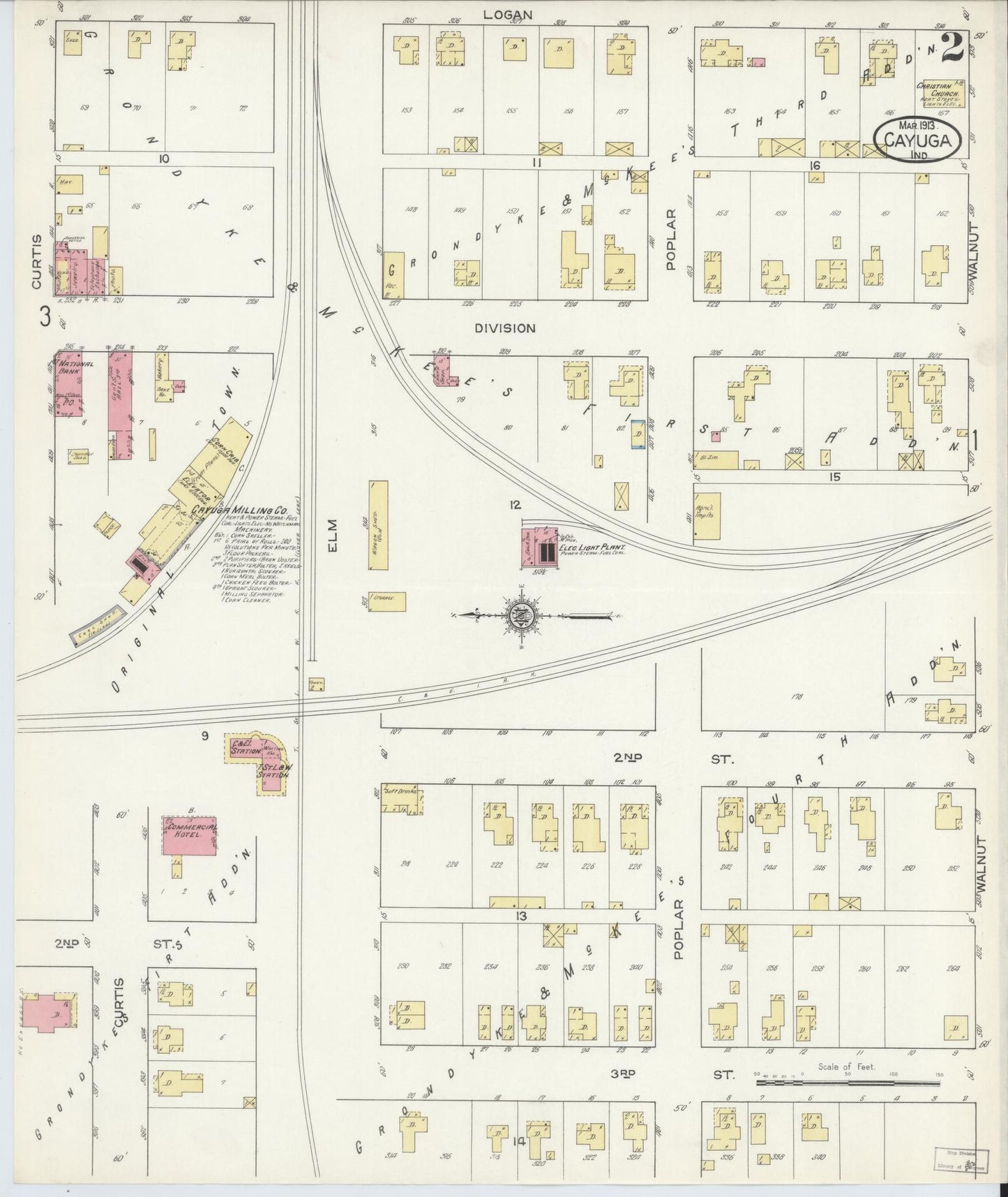 Sanborn Fire Insurance Map from Cayuga, Vermillion County, Indiana (1913), Sheet #0002 - Complete Map Set gallery image, historic Sanborn map, vintage wall art, Indiana Indiana