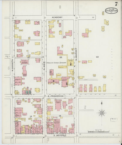 Sanborn Fire Insurance Map from Staunton, Independent Cities, Virginia (1894), Sheet #0007 - Complete Map Set gallery image, historic Sanborn map, vintage wall art, Virginia Virginia