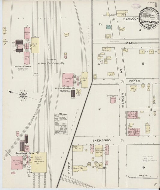 Sanborn Fire Insurance Map from Sharpsville, Mercer County, Pennsylvania (1886), Sheet #0001 - Complete Map Set gallery image, historic Sanborn map, vintage wall art, Pennsylvania Pennsylvania